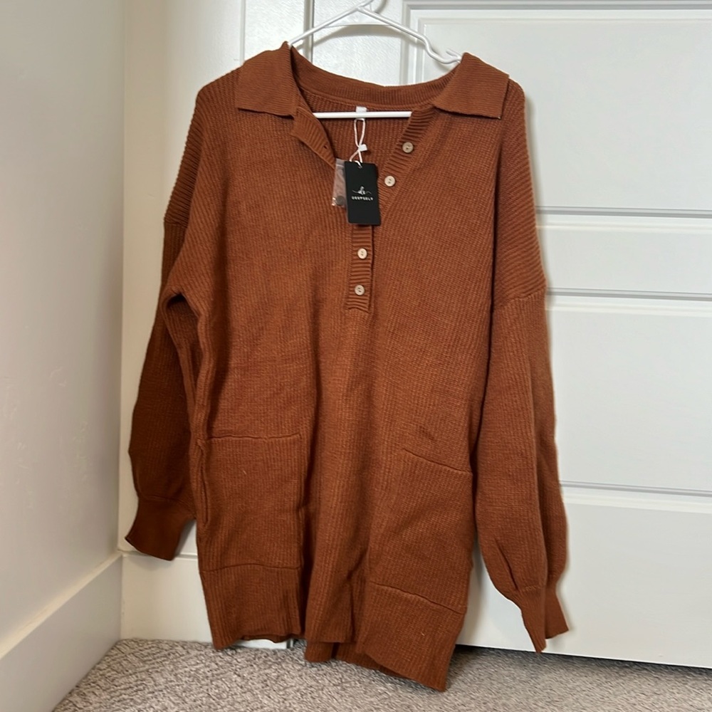 Button collar sweater